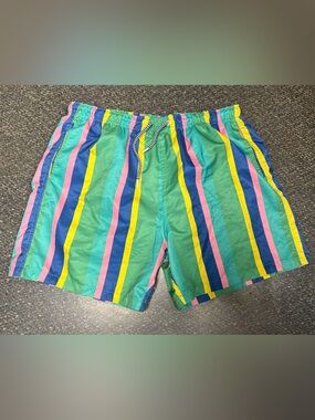 Boardies Men's XL Multicolor Vertical Stripe Swim Trunks 5” inseam Lined